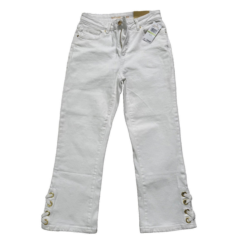 Michael Kors Selma Crop Flair Jeans for Women White High Rise ($125)